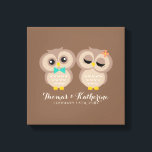Cute Owl Couple Canvas Print<br><div class="desc">Adorable illustration of two owls. Personalise it with your names and wedding date for a beautiful keepsake.</div>