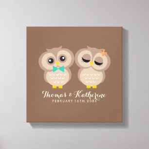 Cute Owl Couple Canvas Print