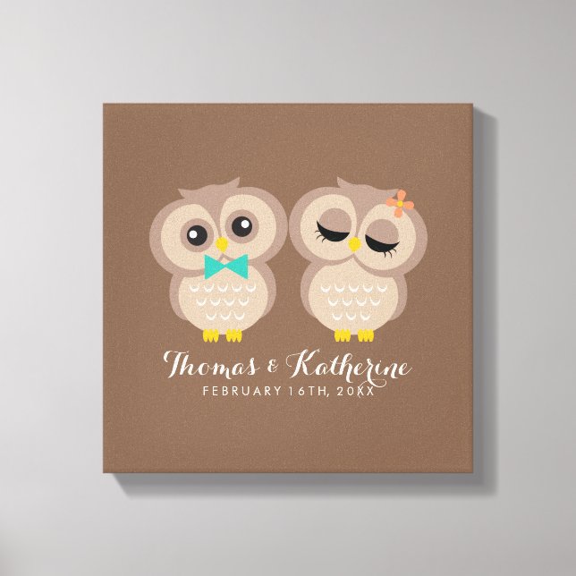 Cute Owl Couple Canvas Print (Front)