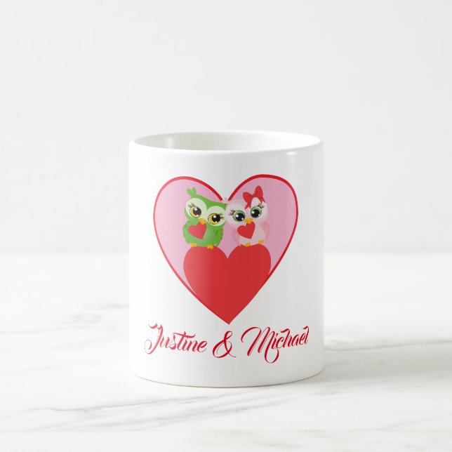 Cute Owl Couple in Love Coffee Mug (Center)