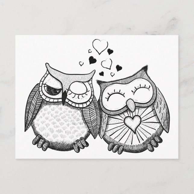 Cute owl couple postcard (Front)