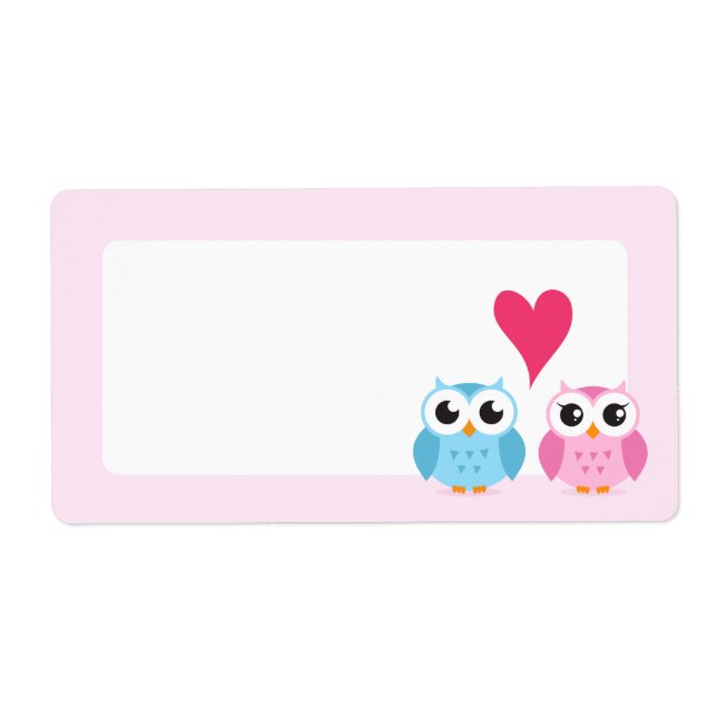 Cute owl couple with pink love heart (Front)