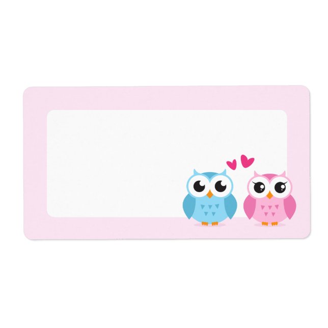 Cute owl couple with pink love hearts (Front)