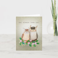 Cute Owl Couple Woodland Animal Pun Funny Love