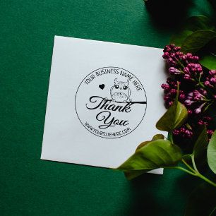 Cute Owl Custom Business Thank You  Rubber Stamp
