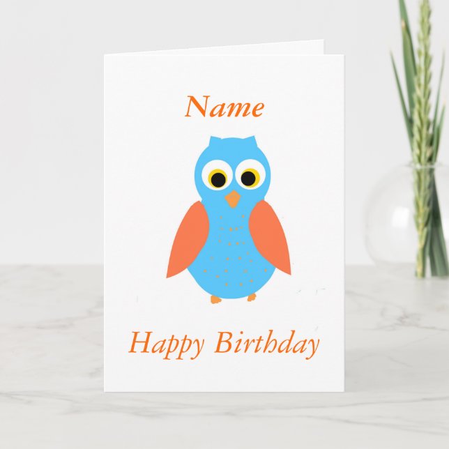 Cute Owl customisable Birthday cards (Front)