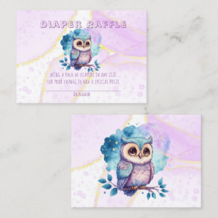 Cute Owl Diaper Raffle Girl Baby Shower Business Card
