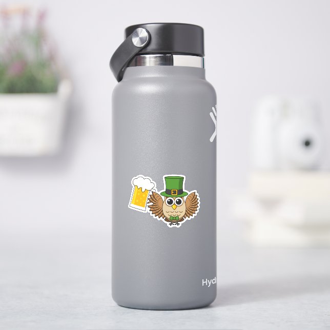 Cute Owl Drinking Beer Funny St Patrick's Day (HydroFlask)