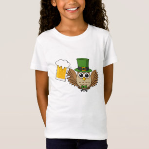 Cute Owl Drinking Beer Funny St Patrick's Day T-Shirt