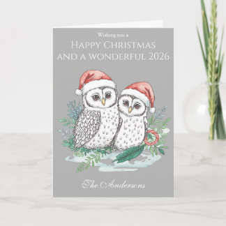Cute Owl Family Christmas Card – Woodland Owls