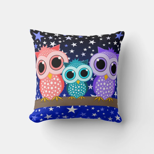 cute owl family cushion (Front)