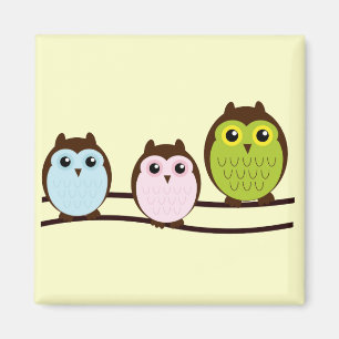Cute Owl Family refrigerator magnet