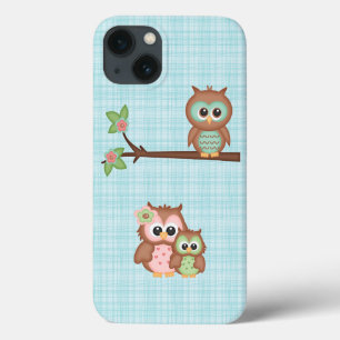 Cute Owl Family With Flower iPhone 13 Case