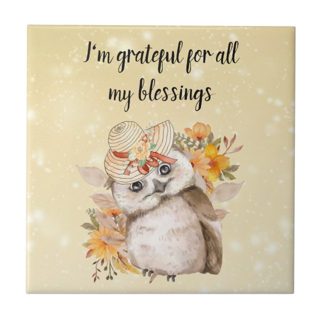 Cute owl Farmhouse romantic wallpaper Tile (Front)