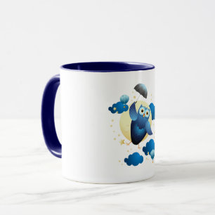Cute Owl Flying with Umbrella  Mug