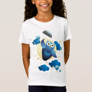Cute Owl Flying with Umbrella  T-Shirt
