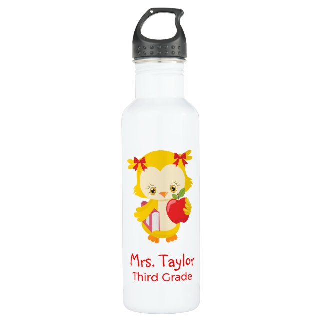 Cute owl for teacher 710 ml water bottle (Front)