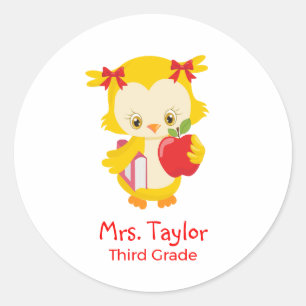 Cute owl for teacher classic round sticker