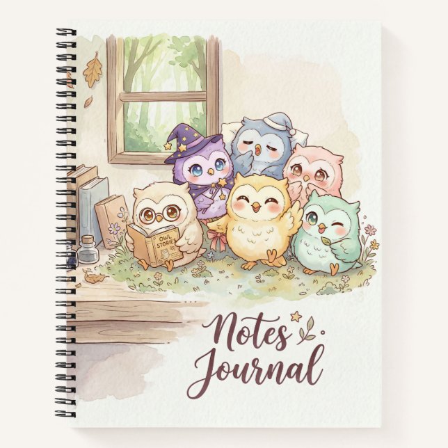Cute Owl Friends Notes Journal (Front)
