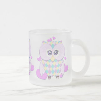 Cute Owl Frosted Glass Coffee Mug