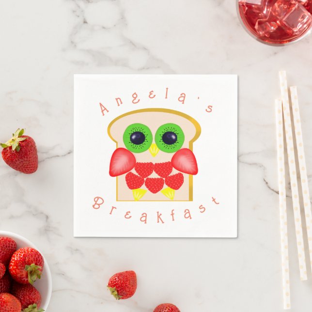 Cute Owl Fruits Breakfast Napkin (Insitu)