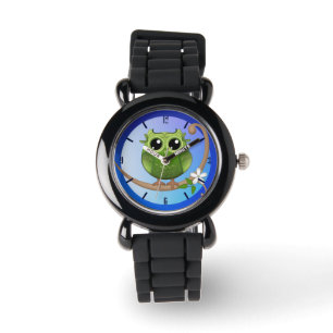 Cute Owl, full Moon & Custom Clock numbers watch