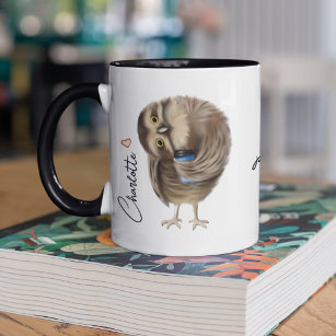 Cute Owl Funny Coffee Script Personalised Name Mug