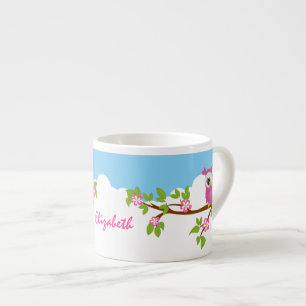Cute Owl Girl on a Branch Espresso Mug