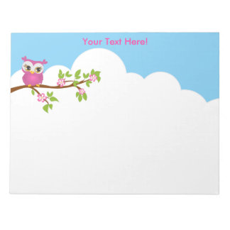 Cute Owl Girl on a Branch Notepad