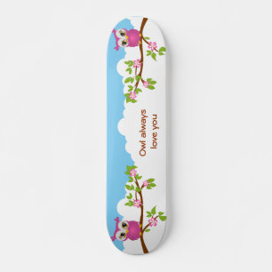 Cute Owl Girl on a Branch Skateboard
