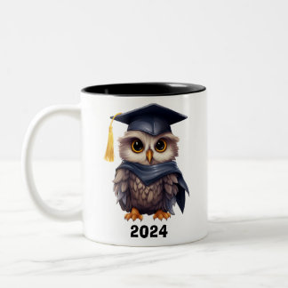 Cute Owl Graduate Two-Tone Coffee Mug