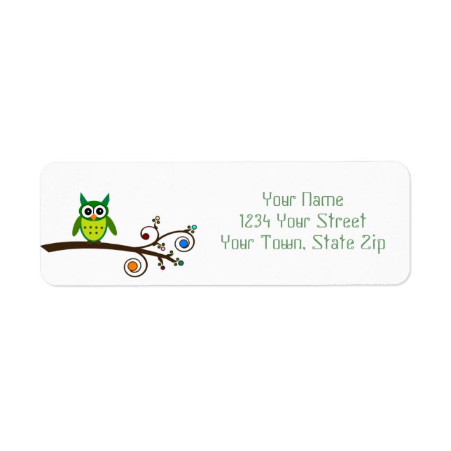 Cute Owl Graphic Return Address Labels (Front)