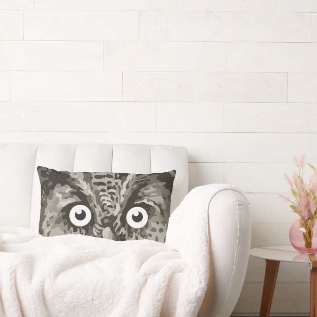 Cute Owl Grey Gender Neutral New Baby's Room Lumbar Cushion (Couch)