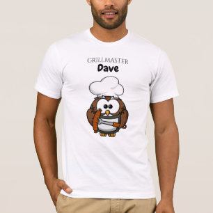 Cute Owl Grillmaster Personalised Mens TShirt