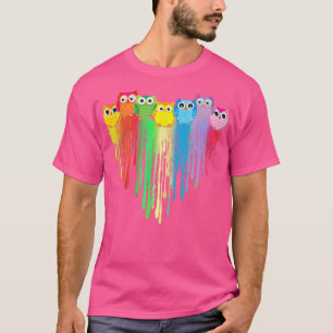 Cute Owl Heart LGBTQ Proud Gay Pride Month Colorfu T-Shirt