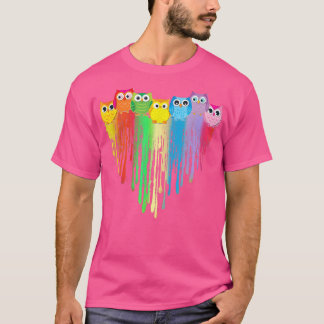 Cute Owl Heart LGBTQ Proud Gay Pride Month Colorfu T-Shirt