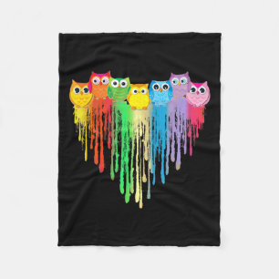 Cute Owl Heart Lgbtq Proud Gay Pride Month Colourf Fleece Blanket