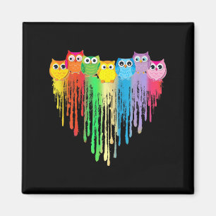 Cute Owl Heart Lgbtq Proud Gay Pride Month Colourf Magnet