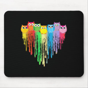 Cute Owl Heart Lgbtq Proud Gay Pride Month Colourf Mouse Mat