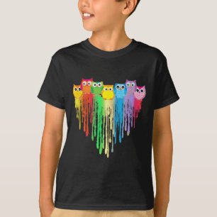 Cute Owl Heart Lgbtq Proud Gay Pride Month Colourf T-Shirt