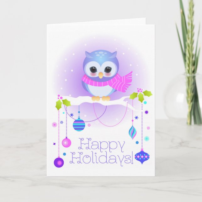 Cute owl holiday card (Front)