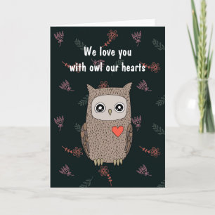 Cute Owl I love you, Kawaii Owl Custom Valentine  Card