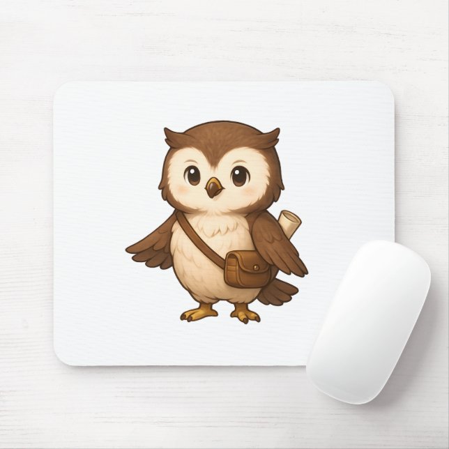 Cute Owl Illustration – Okojo and Friends Illust Mouse Mat (With Mouse)