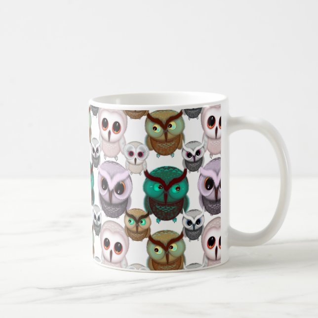 Cute Owl Illustrations Pattern Coffee Mug (Right)