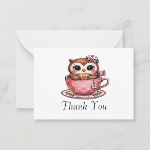 Cute Owl in a Cosy Teacup Thank You Card
