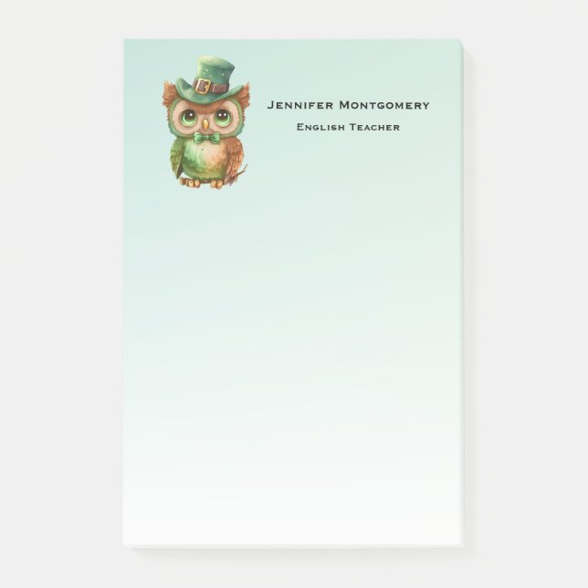 Cute Owl in a Green Top Hat Post-it Notes (Front)