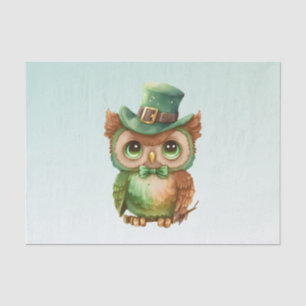 Cute Owl in a Green Top Hat Tissue Paper