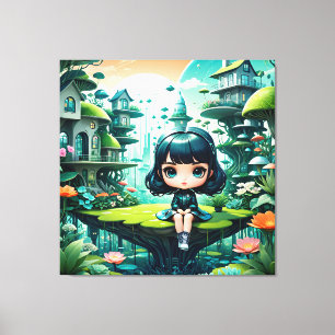 Cute Owl in Colourful Beanie Canvas Print
