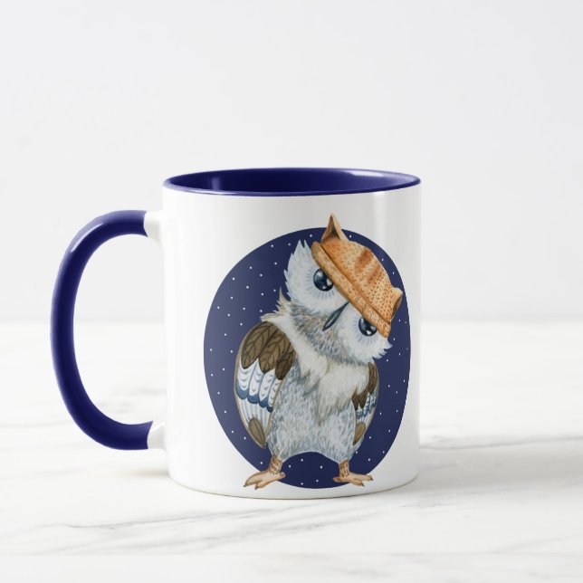Cute Owl in Hat Mug (Left)