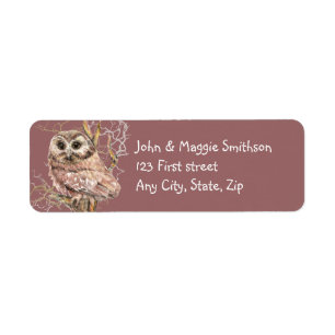 Cute Owl in tree Bird Nature Custom Art